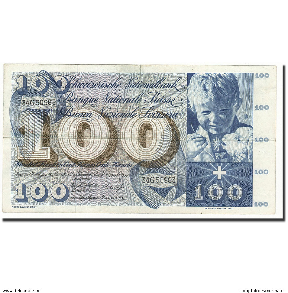 Billet, Suisse, 100 Franken, 1963-03-28, KM:49e, TTB - Switzerland