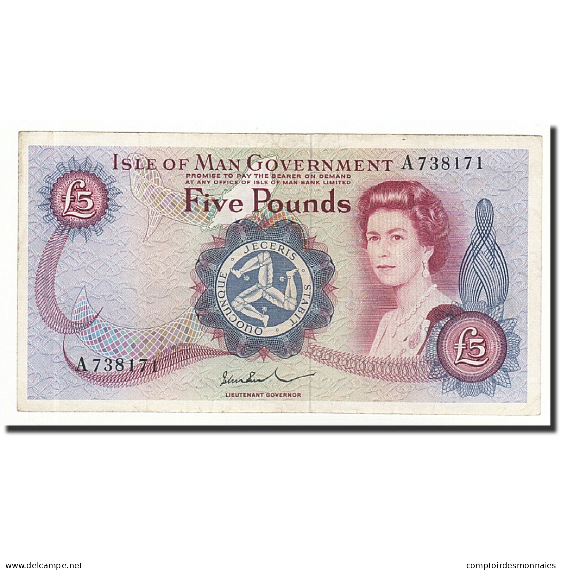 Billet, Isle Of Man, 5 Pounds, Undated (1972), KM:30b, SUP - 5 Pond