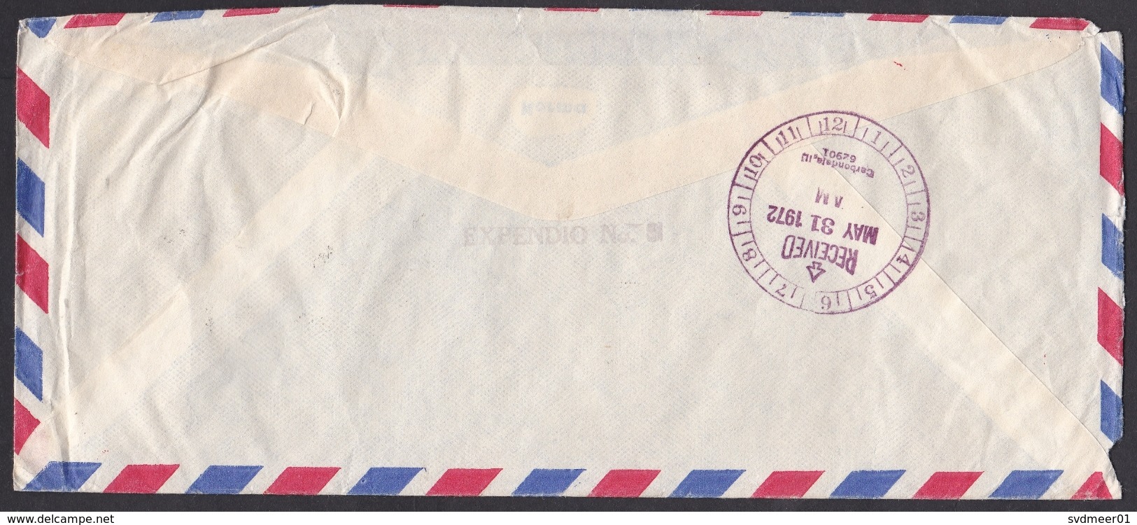 Colombia: Express Airmail Cover To USA, 1972, 3 Stamps, Religion, St. Theresa, Sheep, Label (minor Damage, See Scan) - Kolumbien
