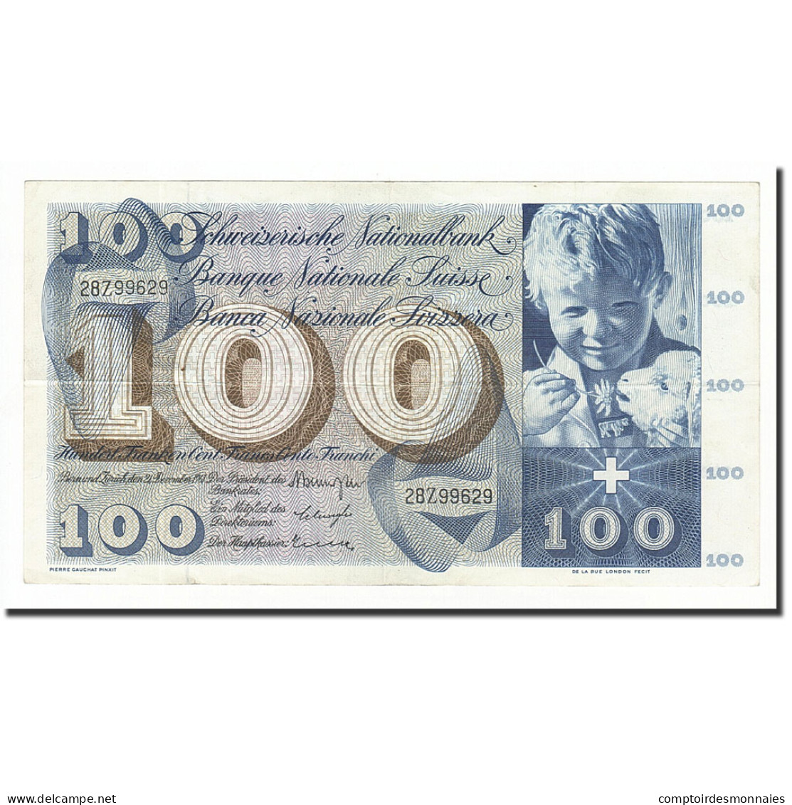 Billet, Suisse, 100 Franken, 1961-12-21, KM:49g, TTB - Suisse