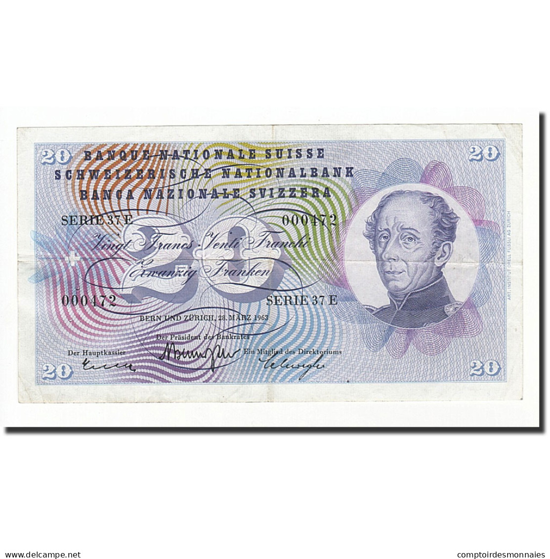 Billet, Suisse, 20 Franken, 1963, 1963-03-28, KM:46j, TB - Switzerland