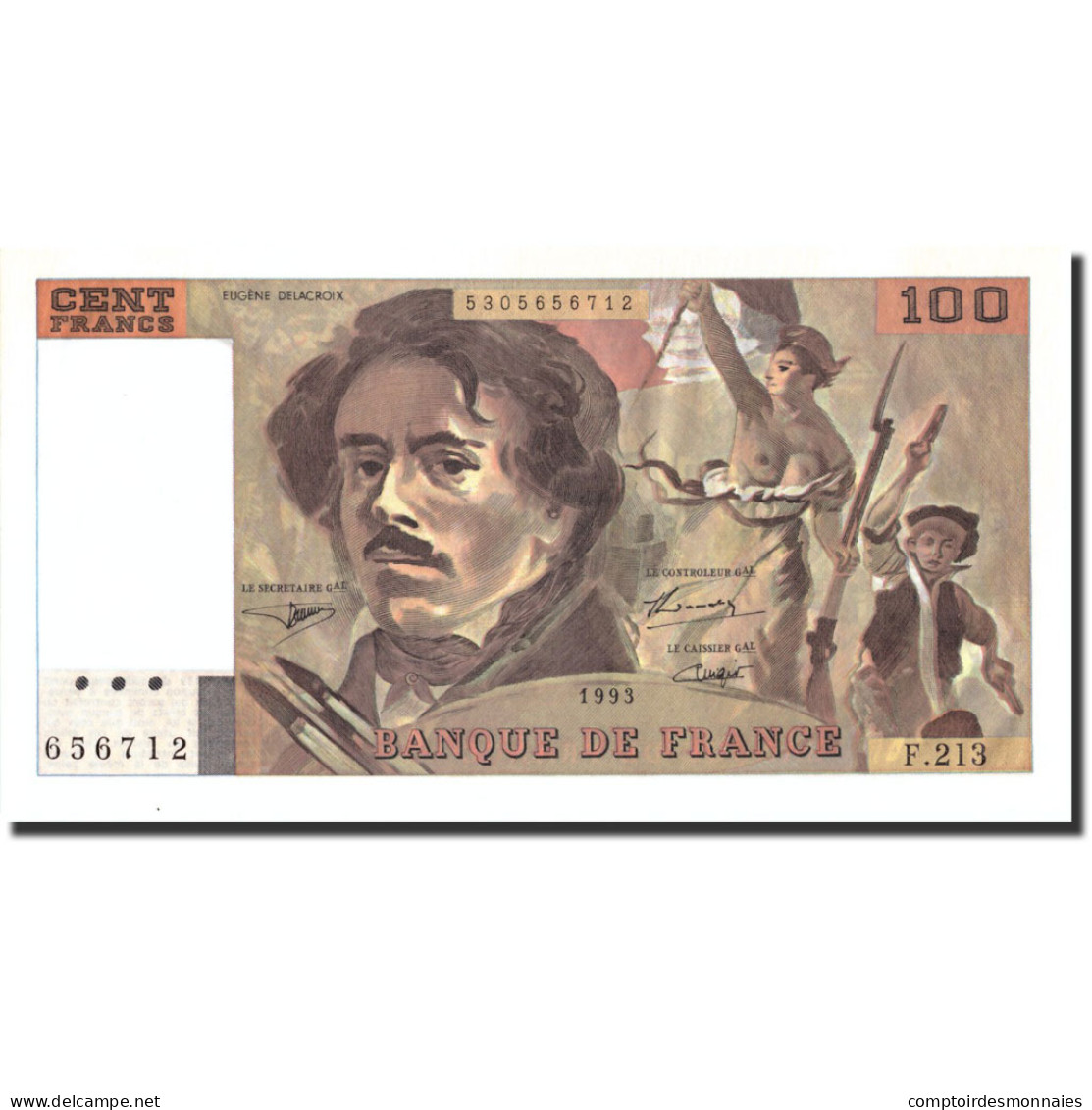 Billet, France, 100 Francs, 100 F 1978-1995 ''Delacroix'', 1993, 1993, SUP - 100 F 1978-1995 ''Delacroix''