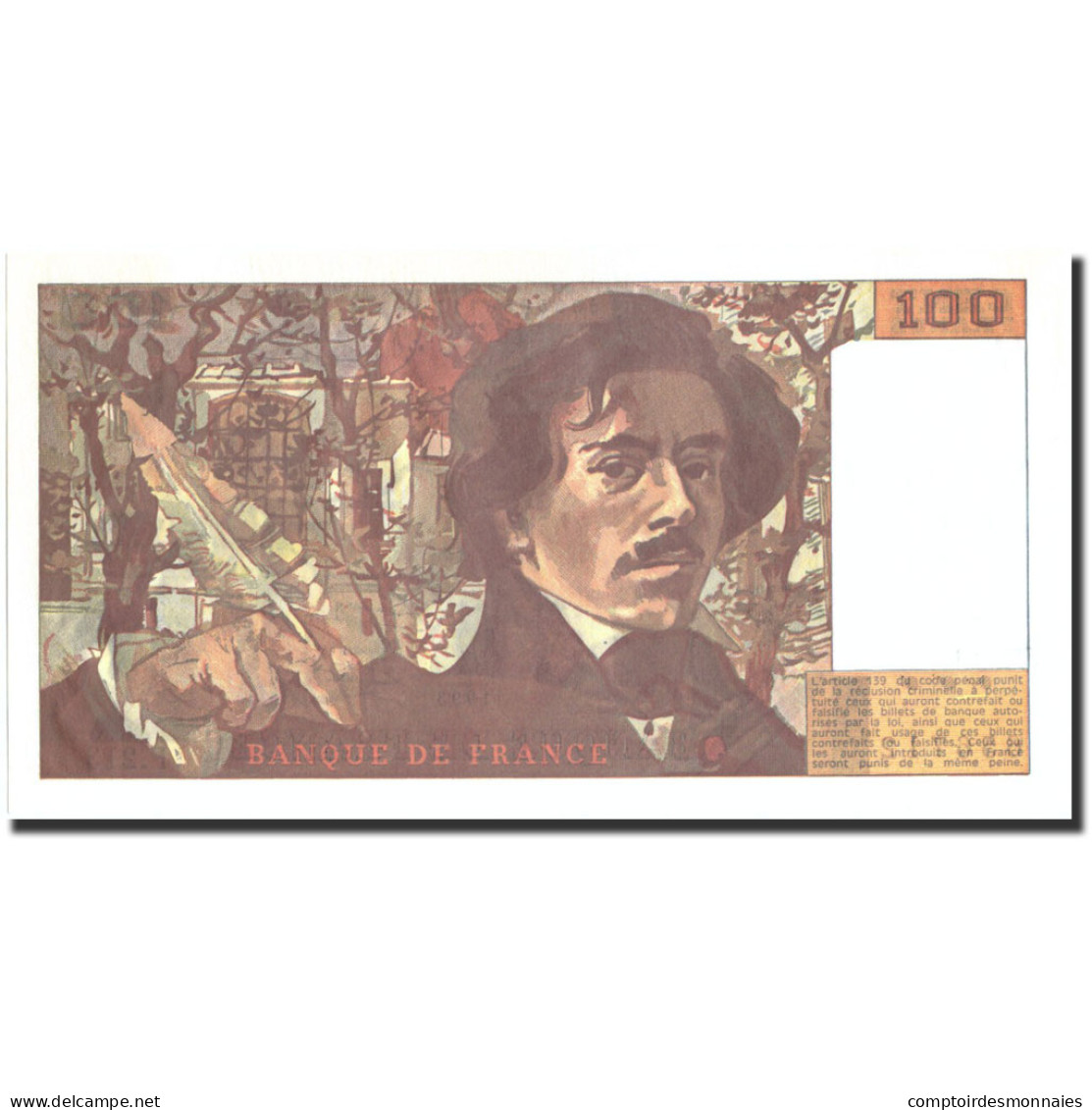 Billet, France, 100 Francs, 100 F 1978-1995 ''Delacroix'', 1993, 1993, SUP - 100 F 1978-1995 ''Delacroix''