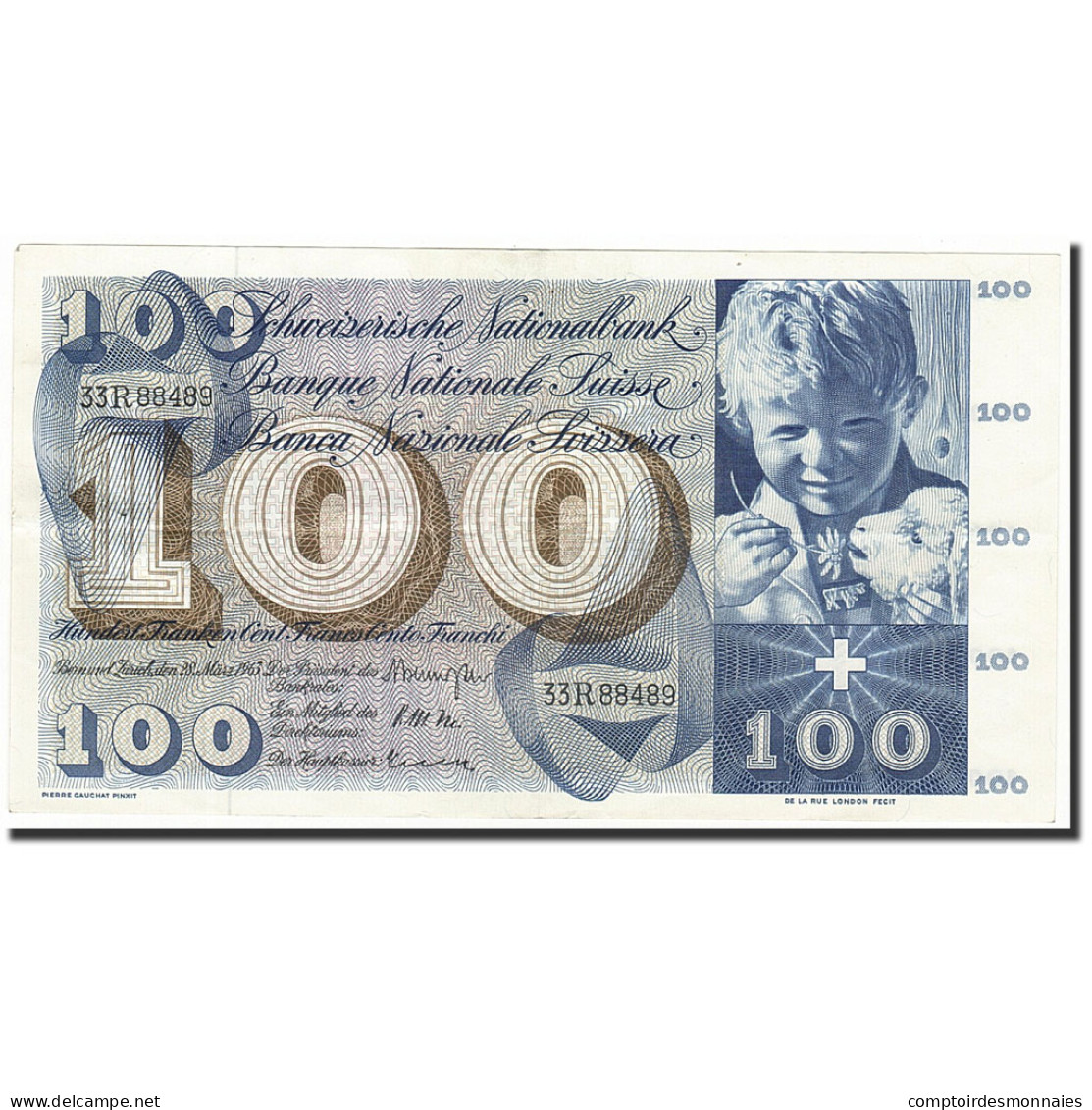 Billet, Suisse, 100 Franken, 1963-03-28, KM:49e, TTB+ - Zwitserland