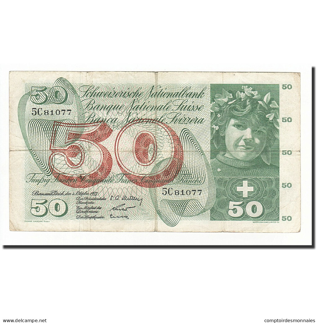 Billet, Suisse, 50 Franken, 1957-10-04, KM:47b, B - Suisse