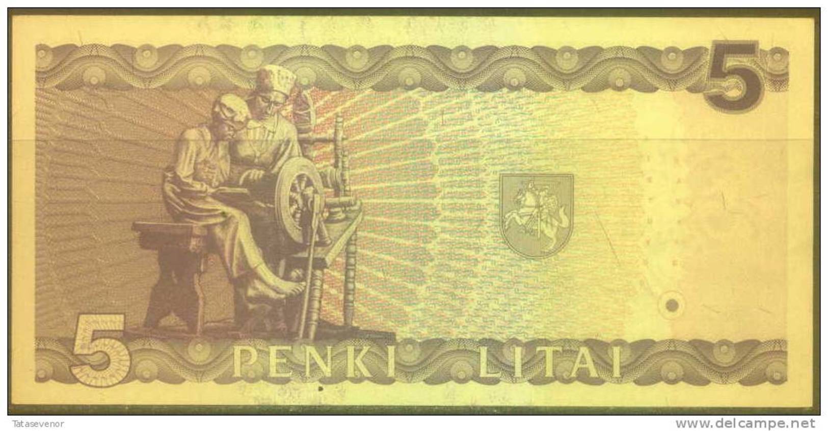 Lithuania 5 Litai Note, P55a, UNC - Lituanie