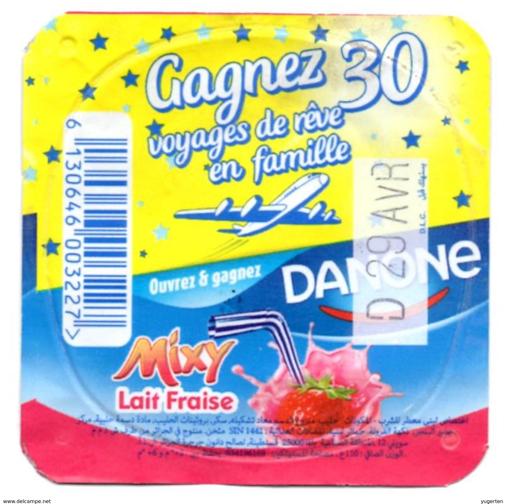 Opercule Cover Yaourt Yogurt " Danone " Mixy Gagnez Un Voyage Win A Trip Yoghurt Yoghourt Yahourt Yogourt - Milk Tops (Milk Lids)