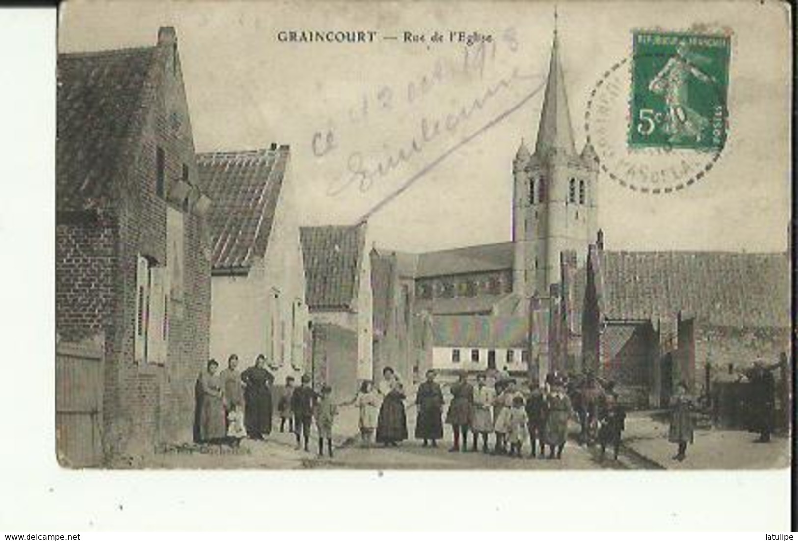 Graincourt  62    La Rue De L'Eglise Tres  Tres  Animée - Andere & Zonder Classificatie