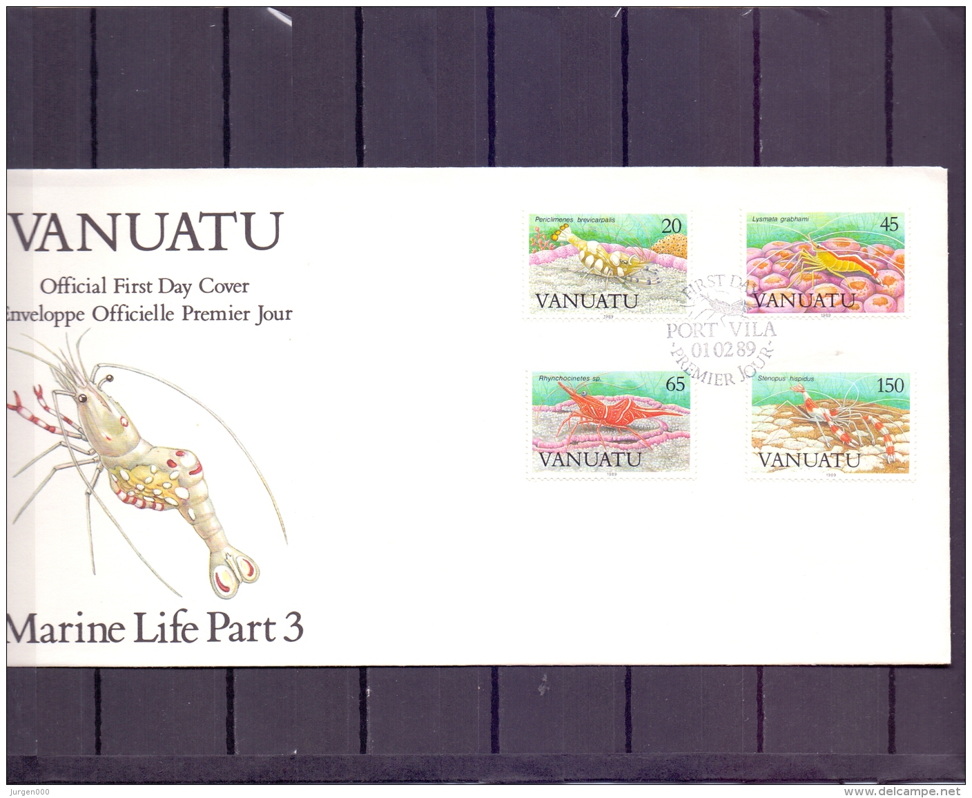 Vanuatu - Marine Life Part 3 - FDC - Port Vila 1/2/89   (RM12243) - Crustacés