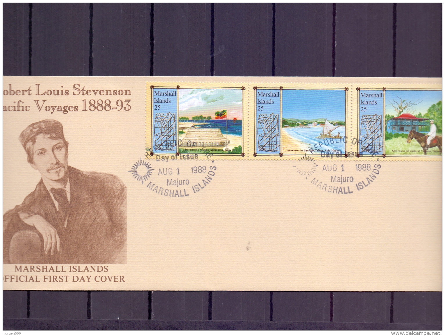 Marshall Islands -  Robert Louis Stevenson - Pacific Voyages - FDC - Majuro 1/8/1988   (RM12340) - Other & Unclassified