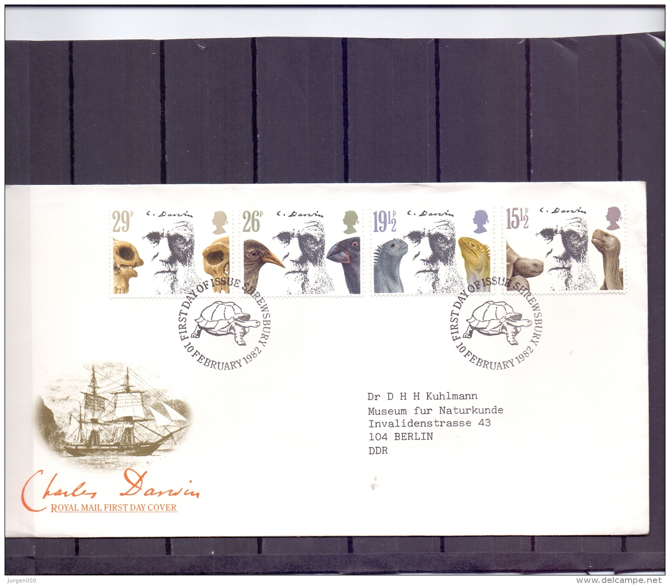 Great Britain - Charles Darwin - FDC - Shrewsbury 10/2/1982  (RM12454) - Autres & Non Classés