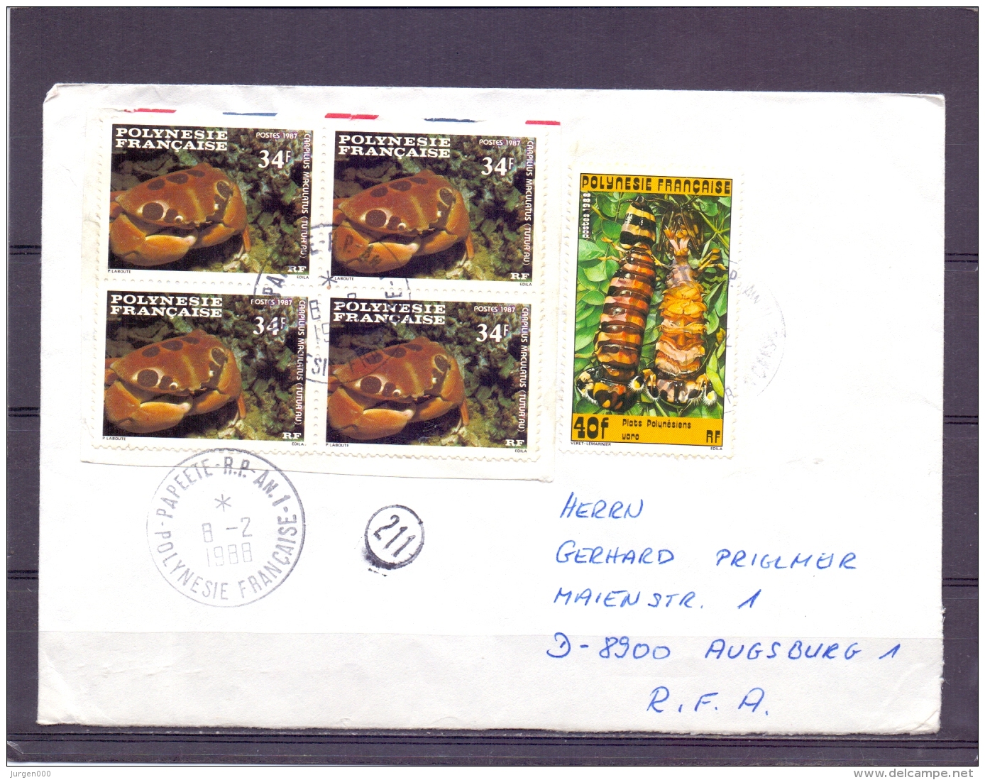 Polynesie Française - Papeete 8/2/1988    (RM12949) - Crustacés