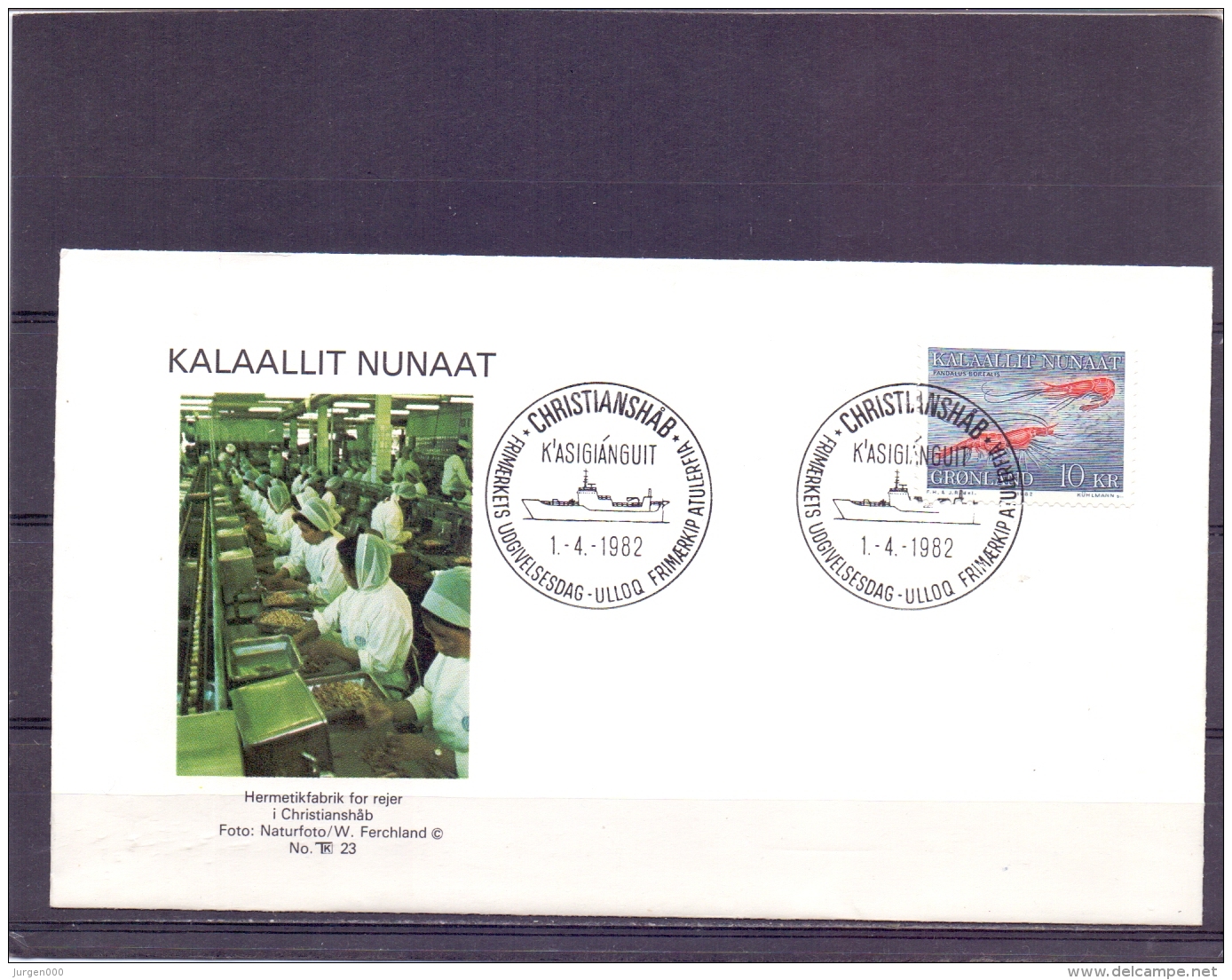 Gronland -  FDC - Christianshab 1/4/1982    (RM12969) - Crustacés