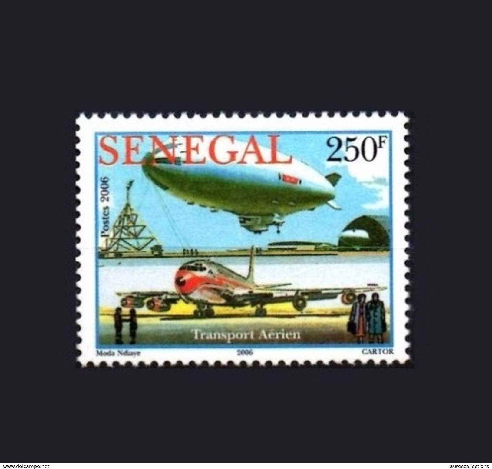 SENEGAL 2006 AERIAL TRANSPORT AERIEN  TRANSPORTS AERIENS AIRCRAFT AVION AIRPLANE 250 F ZEPPELIN ZEPPELINS - RARE-  MNH - Zeppelins