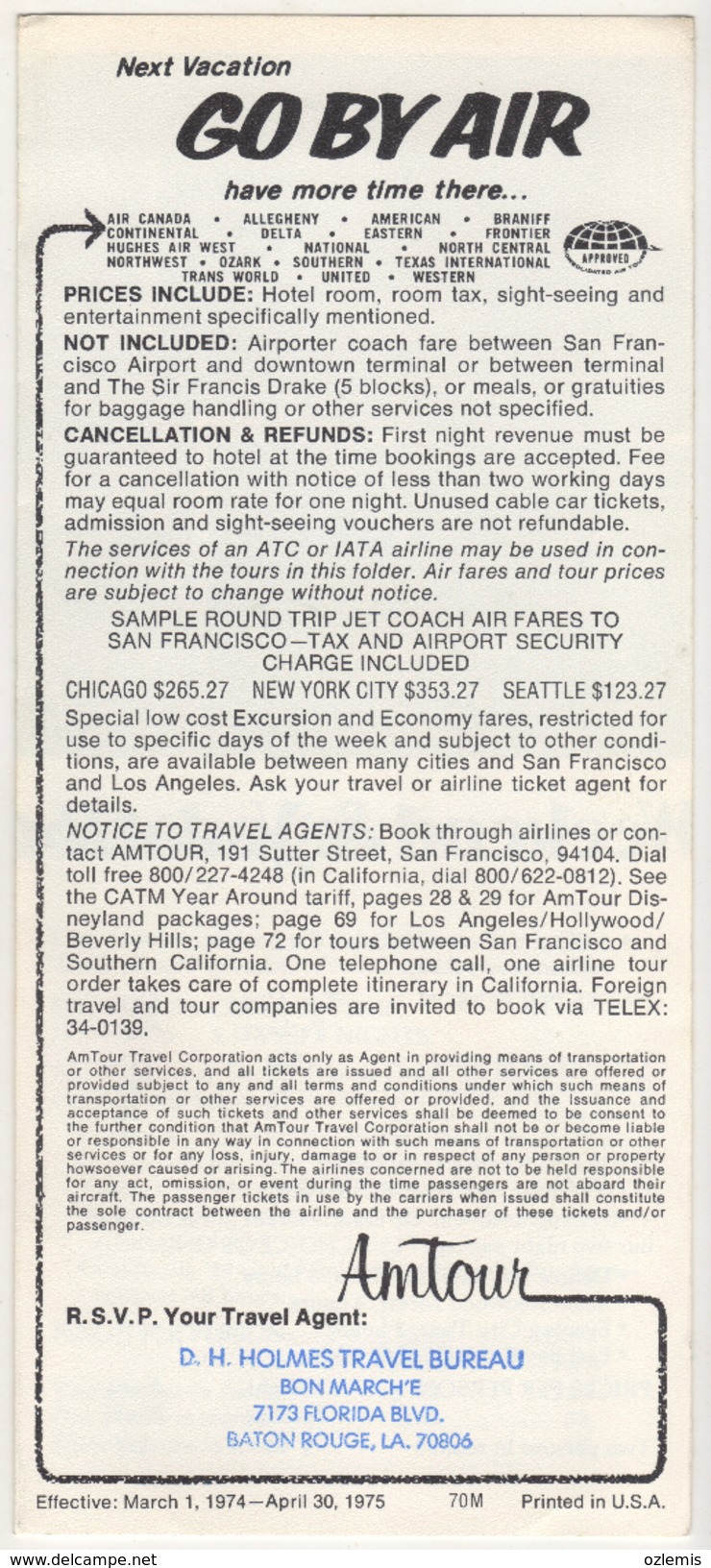 NATIONAL AIRLINES SAN FRANCISCO CABLE CAR SPREE  BROCHURES - Advertenties