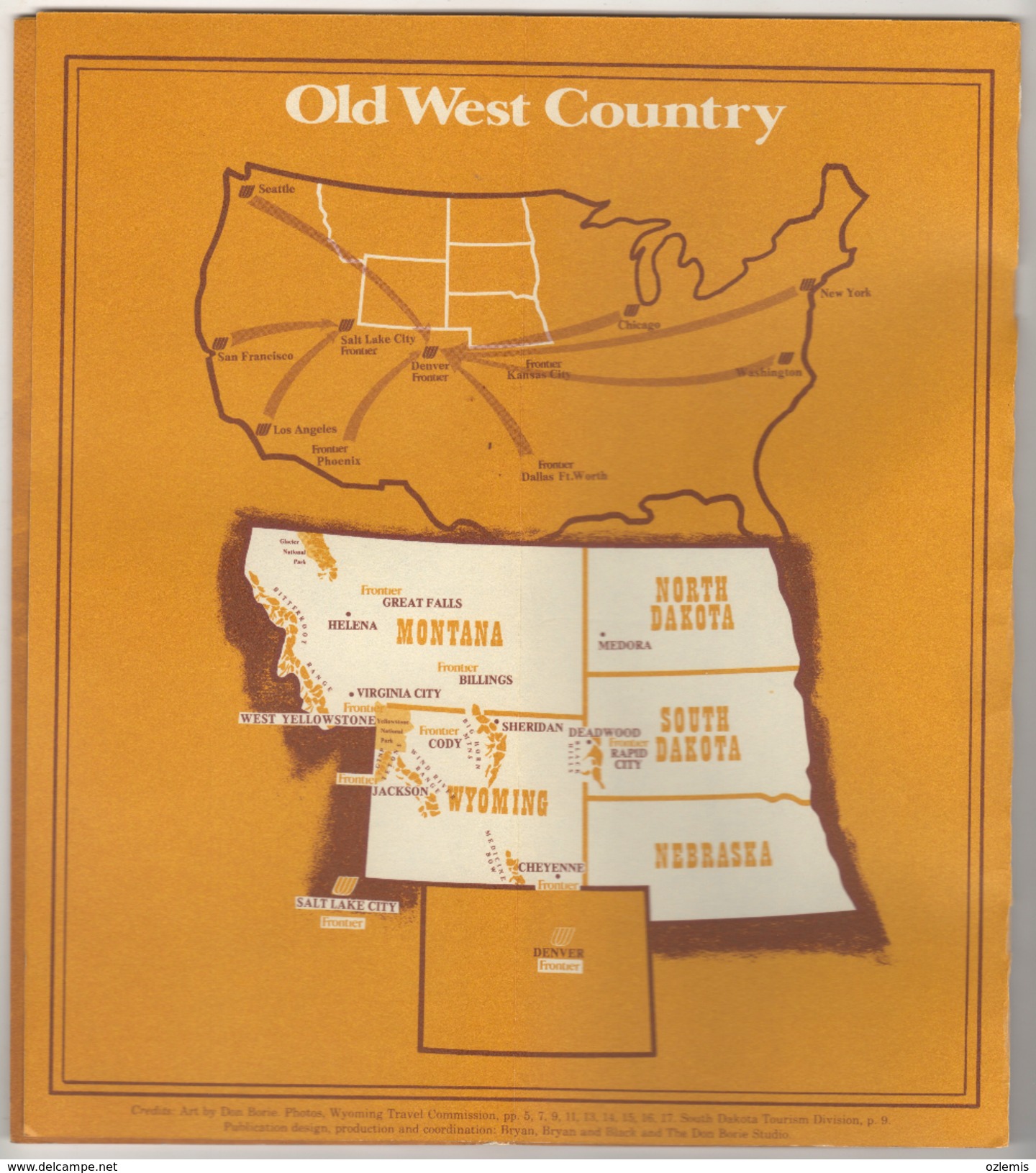 OLD WEST TOWN&VCOUNTRY EXCITEMENT 1976  BROCHURES  UNITED AIRLINES AND FRONTIER AIRLINES - Advertisements
