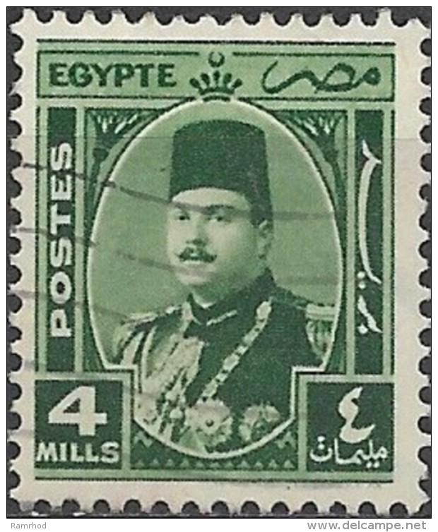 EGYPT 1944 King Farouk - 4m. - Green FU - Oblitérés