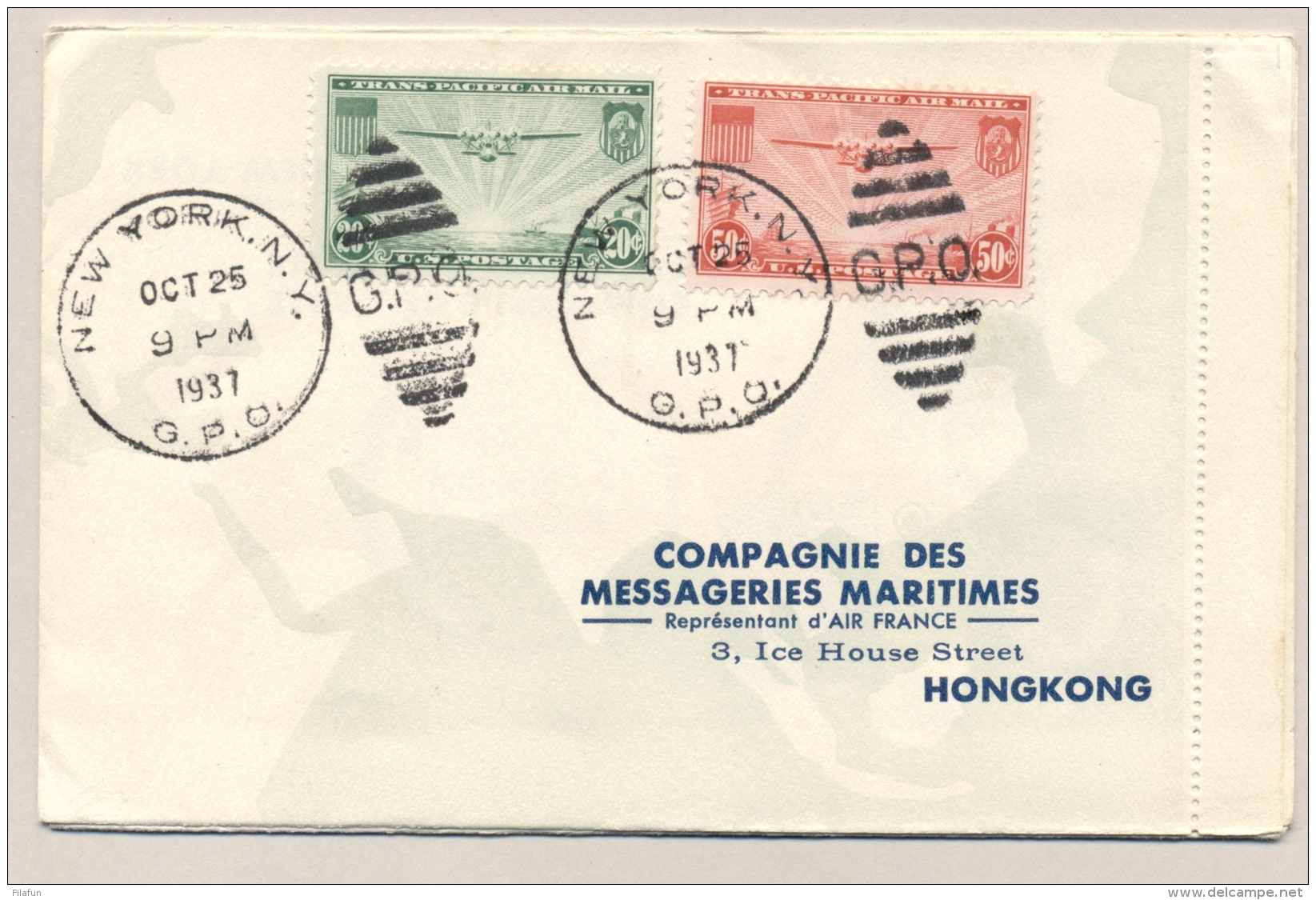 Air France - 1937 - Airtrip around the world: Paris - Natal - New York - Hongkong - Paris -- Nice object