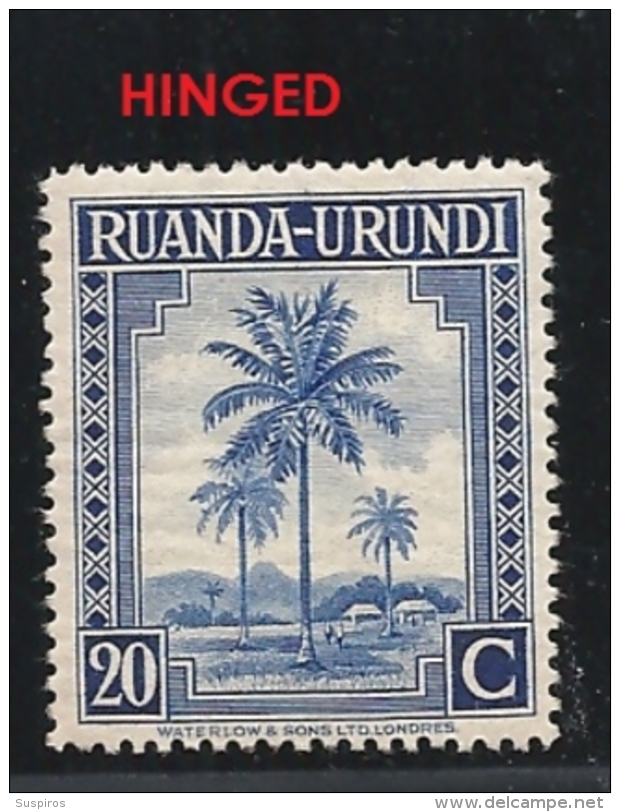 RUANDA URUNDI -1942 Local Motifs - Palm Trees  HINGED YVERT 129 - Gebruikt