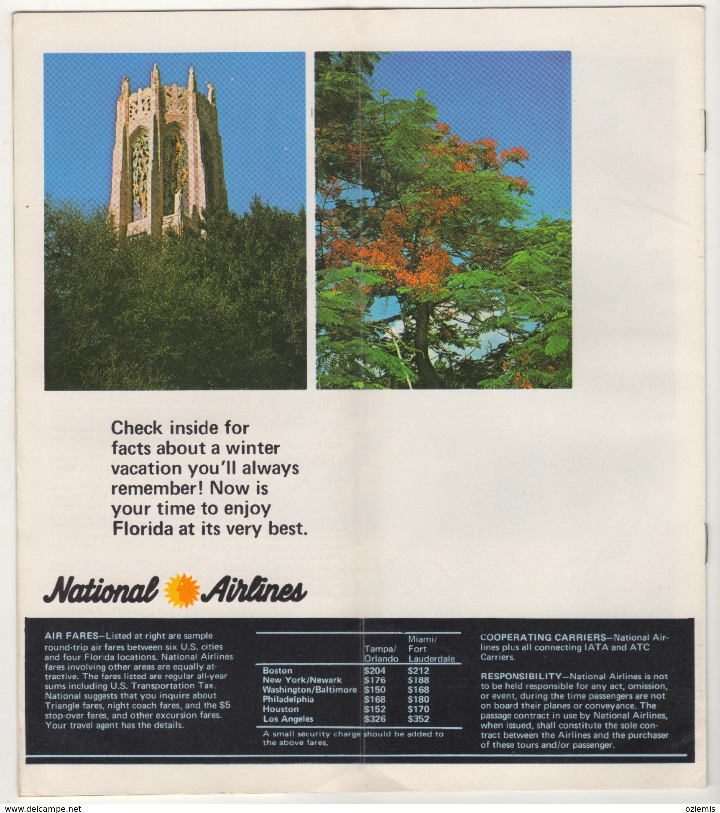 NATIONAL AIRLINES FUN IN FLORIDA  FLYFAIRE ,MIAMI BEACH ,FT.LAUDERDALE,NASSAU,TAMPA WINTER 1974-1975 BROCHURES - Pubblicità
