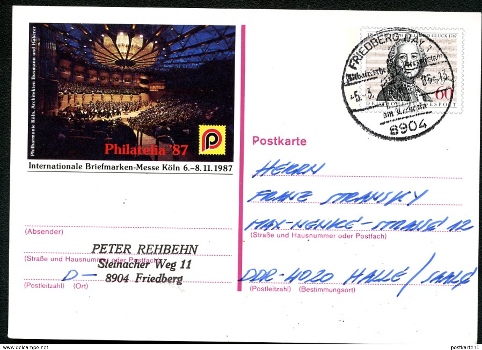 BUND PSo15 Sonderpostkarte PHILATELIA Gebraucht Friedberg 1988 - Postkaarten - Gebruikt