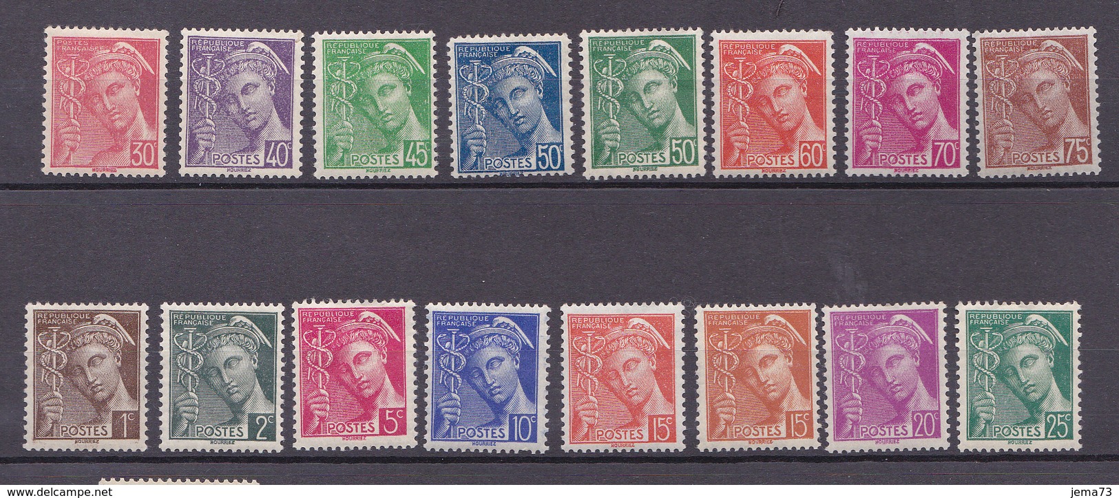 N° 404 à 416A   Type Mercure Série En Timbres Neuf Sans Charnière Gomme D'origne - 1938-42 Mercurio