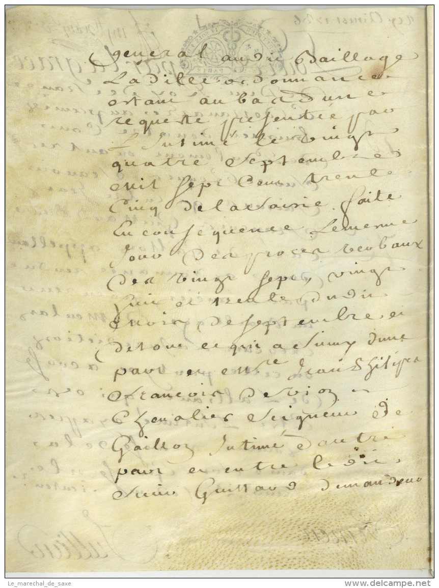 1736 Meulan En Yvelines Guittard Pretre Curé De GAILLON J.P.F. De VION Chevalier Seigneur De Gaillon - Manuscrits