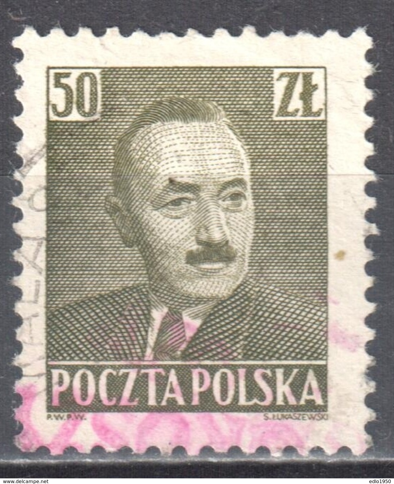 Poland 1950 - Pres. Boleslaw Bierut - Surcharged "GROSZY" Fi.526 - Used - Oblitérés