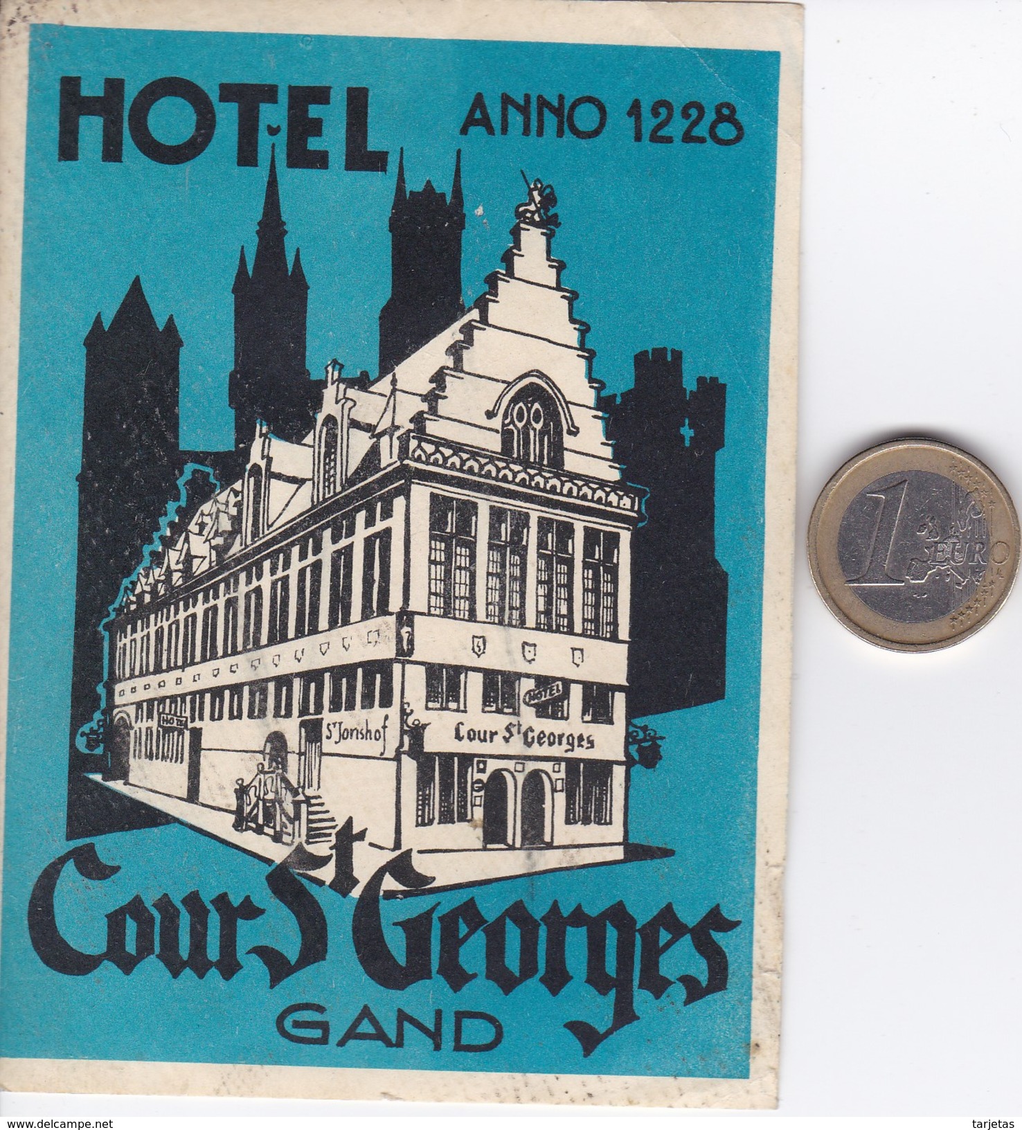 ETIQUETA DEL HOTEL COUR St GEORGES - GAND  EN BELGICA (BELGIUM) - Hotel Labels