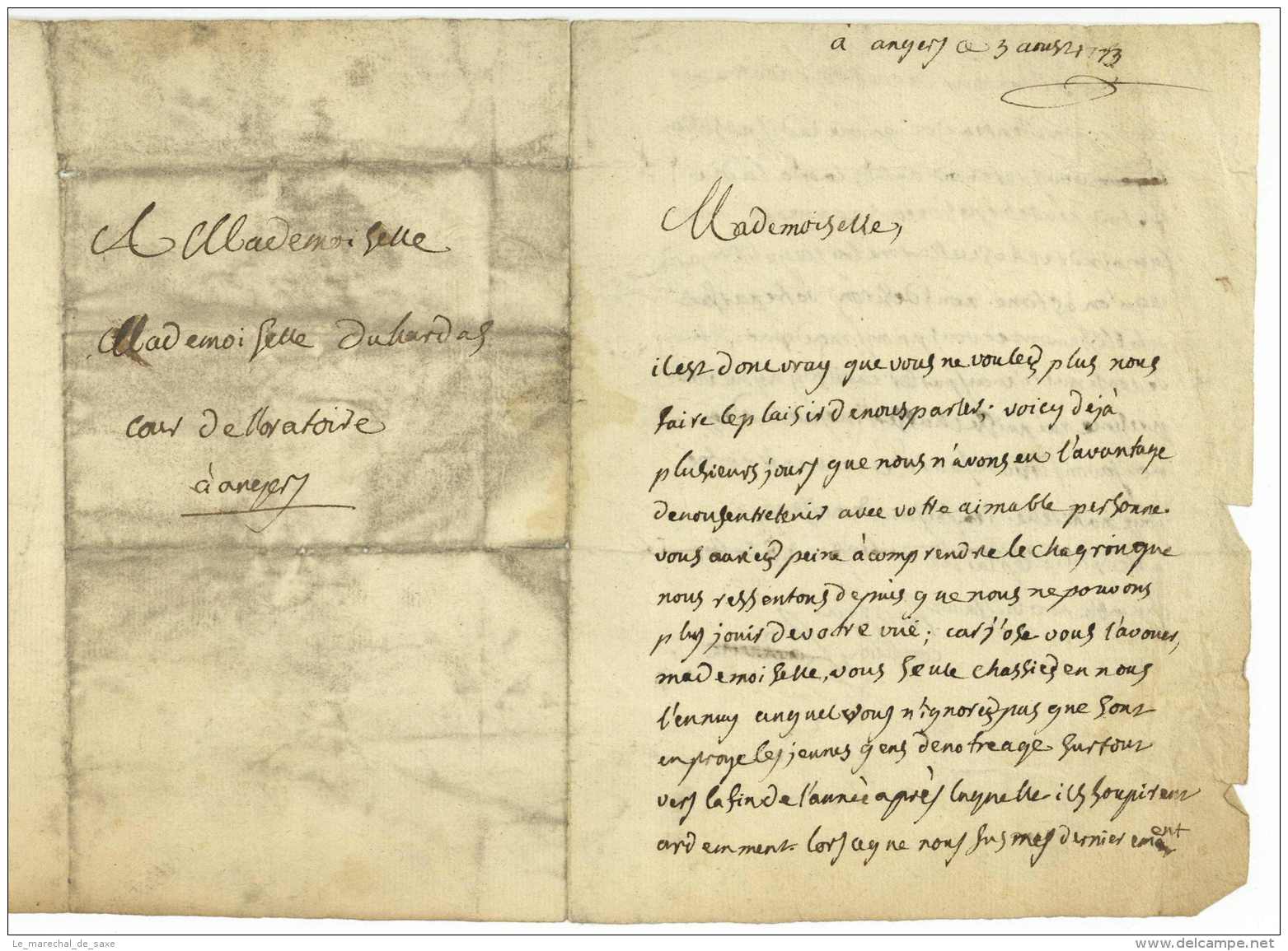3 Lettres ANGERS DE LAAGE COULLION Guerin Melle Du Hardas 1773 1778 Delaage - Documentos Históricos