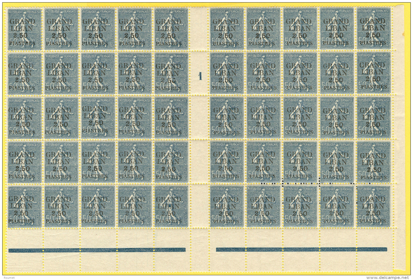 No 9, Panneau De 50 Ex Mill. 1, Avec "G" Maigre Cases 7, 14, 19, 25, 34 Et 47, "," Renvers&eacute;e Case 49 Et "2" Gras - Other & Unclassified