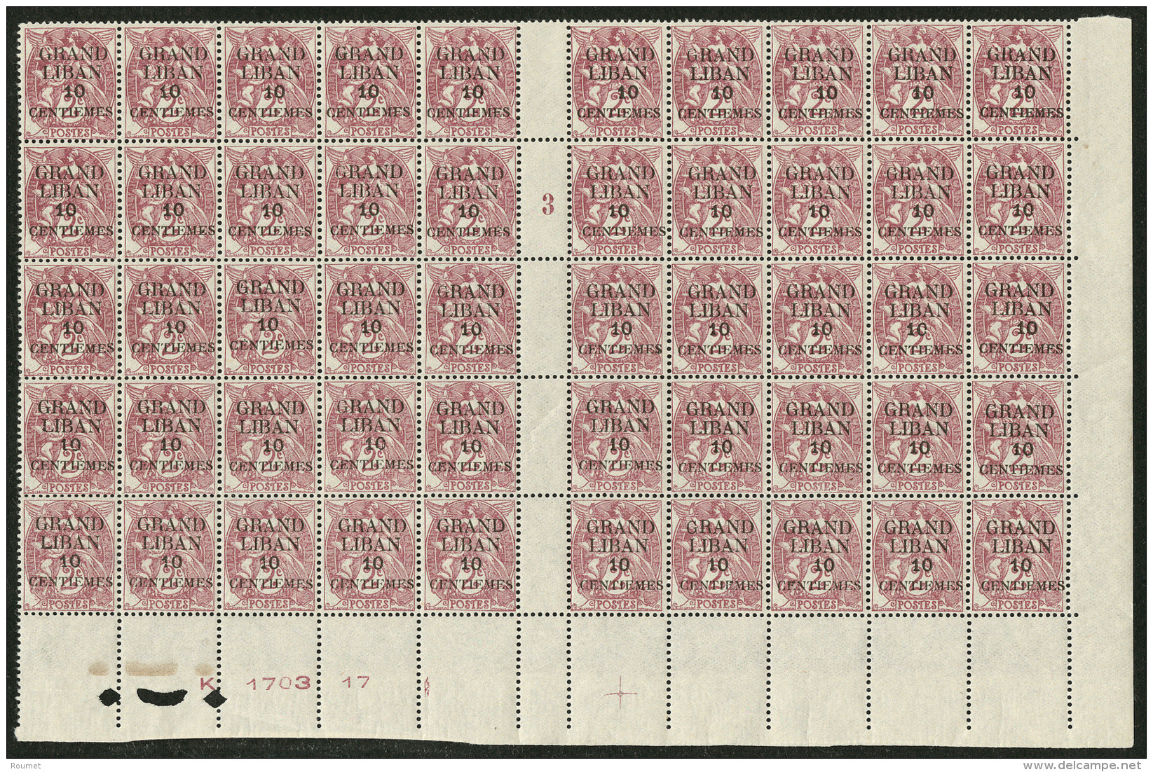 No 1, Type II, Panneau De 50 Mill. 3 Avec "G" Maigre Aux Cases 7, 14, 19, 25, 34 Et 47. - TB (cote Maury) - Other & Unclassified