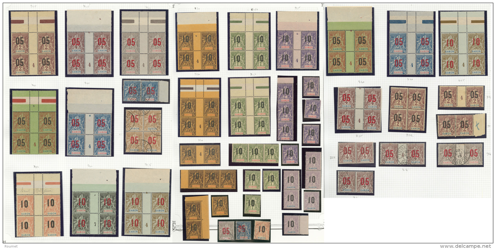 Collection. Mill&eacute;simes. 1912 (Poste), Entre Les N&deg;66 Et 78, En Paire Ou Bloc De Quatre, Qqs Obl Et Doubles. - - Andere & Zonder Classificatie