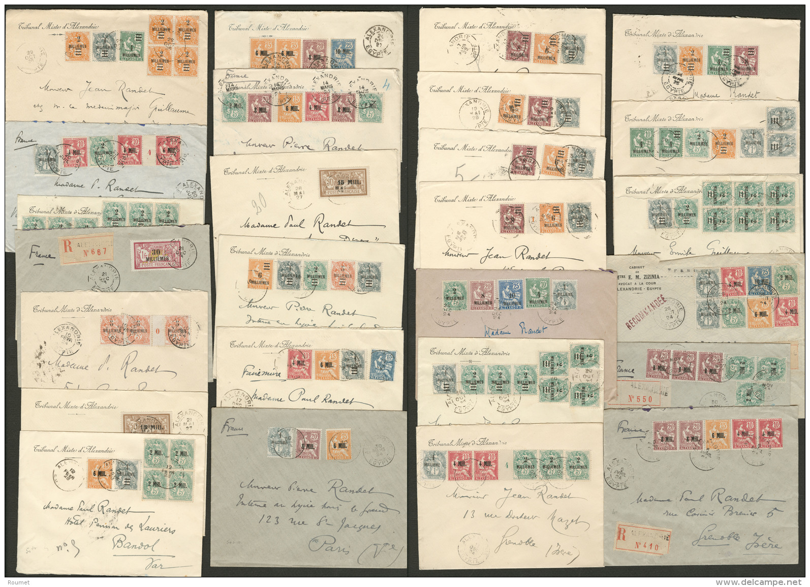 Lot. 1923-1928 (Poste), Entre Les N&deg;35/81, Valeurs Diverses Sur 51 Enveloppes Dont Paire Et Bloc De Quatre, Pour La - Andere & Zonder Classificatie