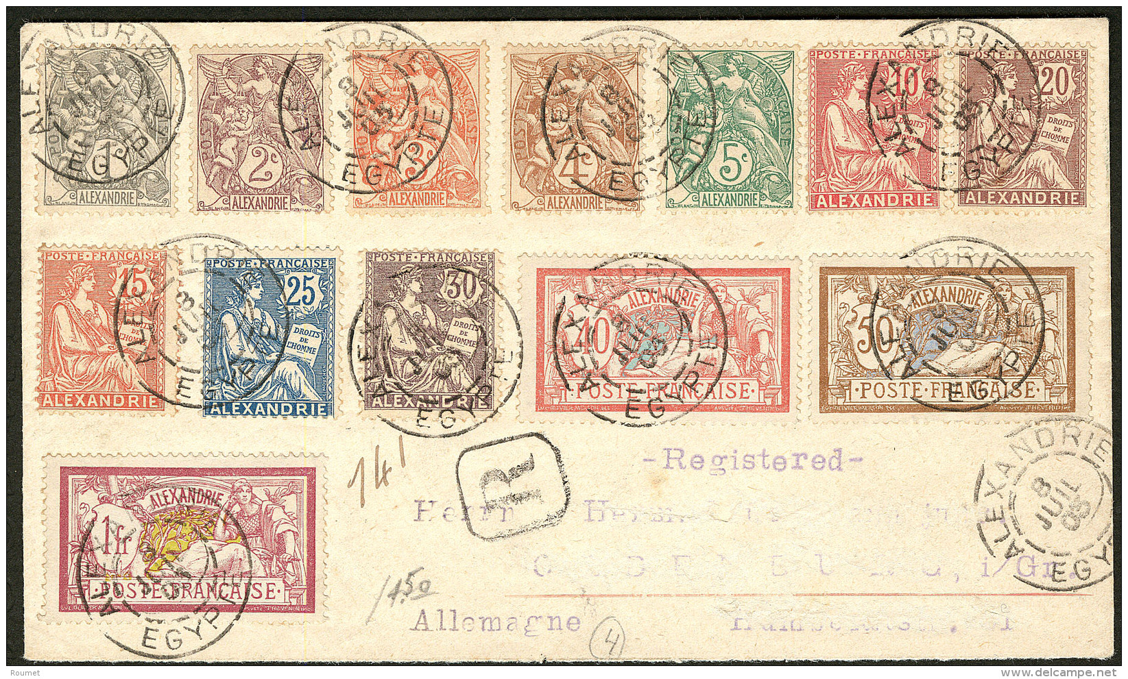 Nos 19 &agrave; 31, Obl Cad Juil 1903 Sur Enveloppe Recommand&eacute;e Pour L'Allemagne. - TB (cote Maury) - Andere & Zonder Classificatie