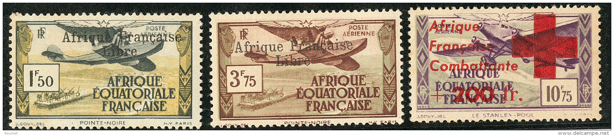 Poste A&eacute;rienne. France-Libre. Nos 14 (gomme Alt&eacute;r&eacute;e), 16, 29. - TB - Andere & Zonder Classificatie
