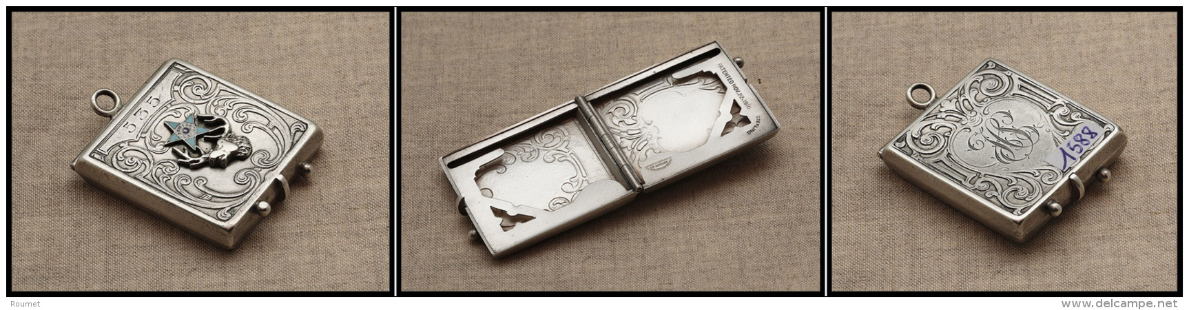 Etui En Argent, Embl&egrave;me "N&deg;535 Etoile Et Elan", Marqu&eacute;e "BPOEKS", Sign&eacute;e Et Poin&ccedil;ons, 2 - Postzegeldozen