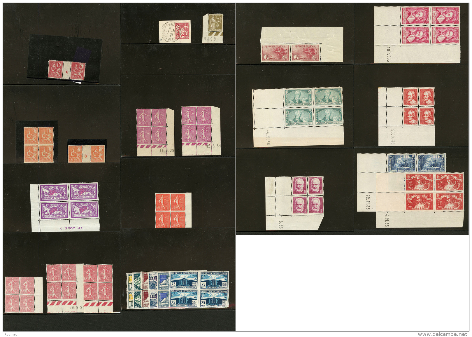 1900-1949 (Poste), Bel Ensemble De Bonnes Et Moyennes Valeurs, Majorit&eacute; En Bloc De Quatre, Nombreux Cd Et Qqs Mul - Verzamelingen