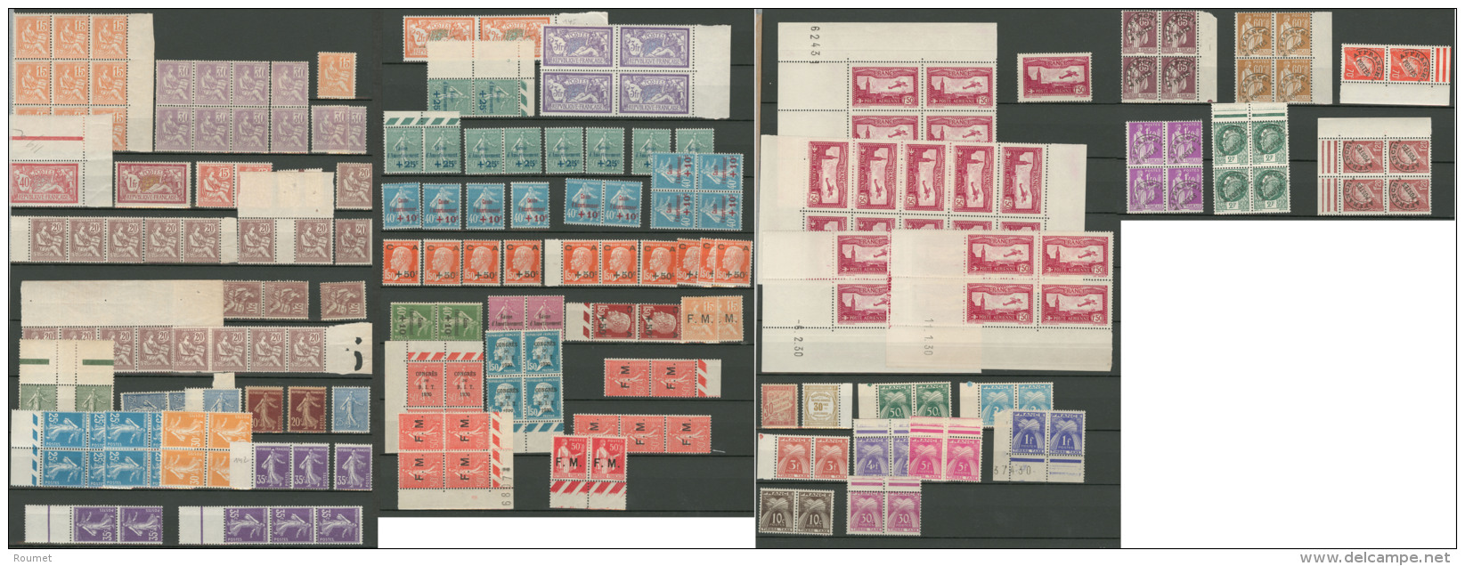 1900-1940 (Poste, FM, Pr&eacute;os, Taxe), Bonnes Et Moyennes Valeurs, Nombreux Doubles Et Multiples De 1/20ex, Qqs Ex * - Verzamelingen