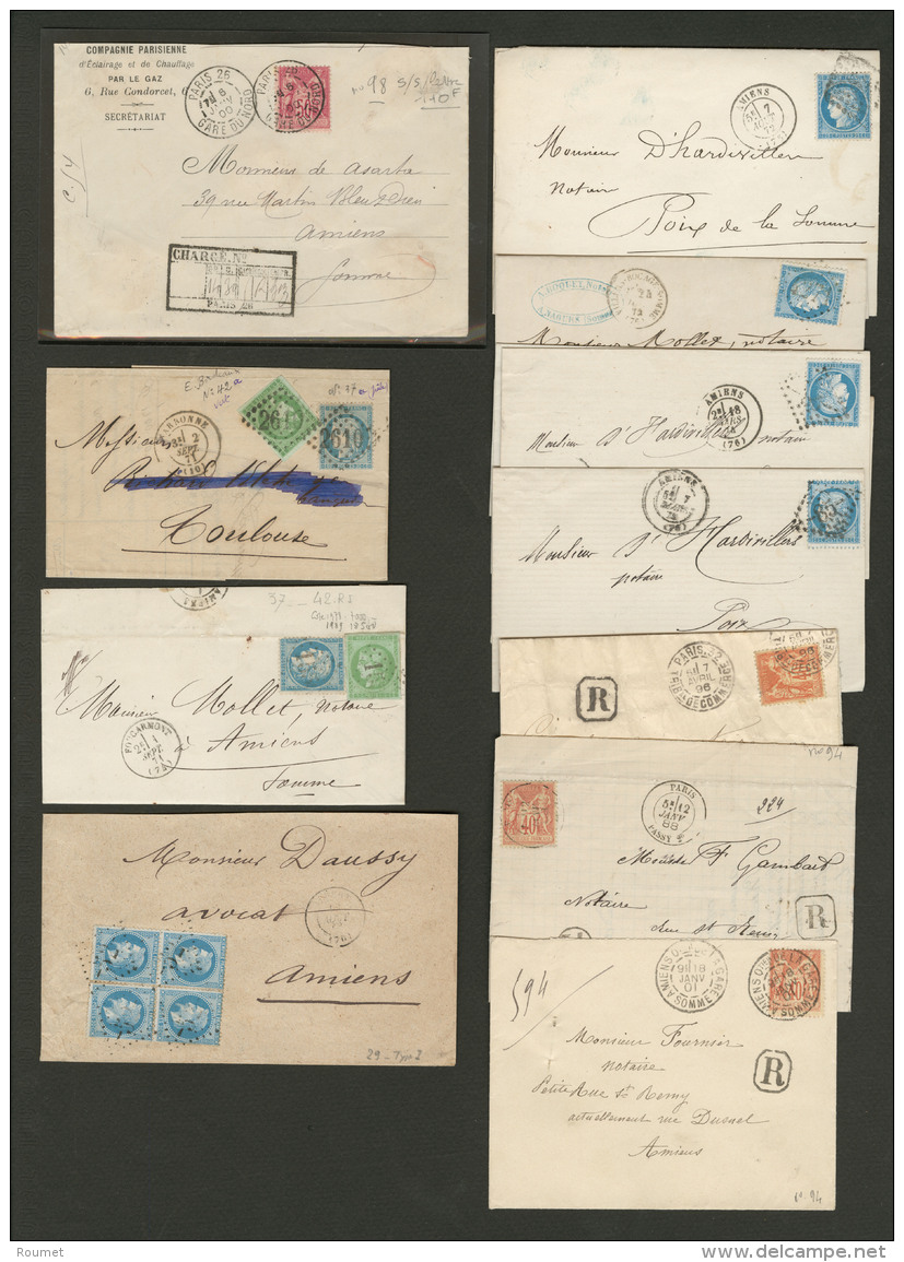 1853-1896, 27 Plis, Affts Et Obl Divers Dont 29A Bloc De Quatre, "&agrave; La Corne", Etc. Et 2 Plis Du 1er Et 2 Sept 71 - Verzamelingen