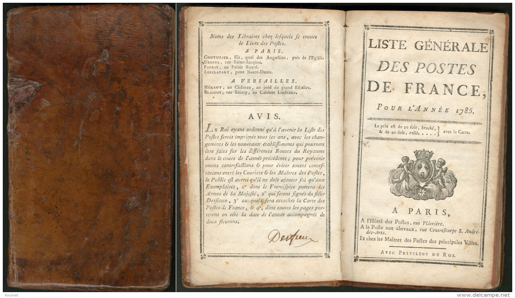 Liste G&eacute;n&eacute;rale Des Postes 1785, Avec Sa Carte, Reli&eacute;, Tr&egrave;s Bon &eacute;tat G&eacute;n&eacute - Zonder Classificatie