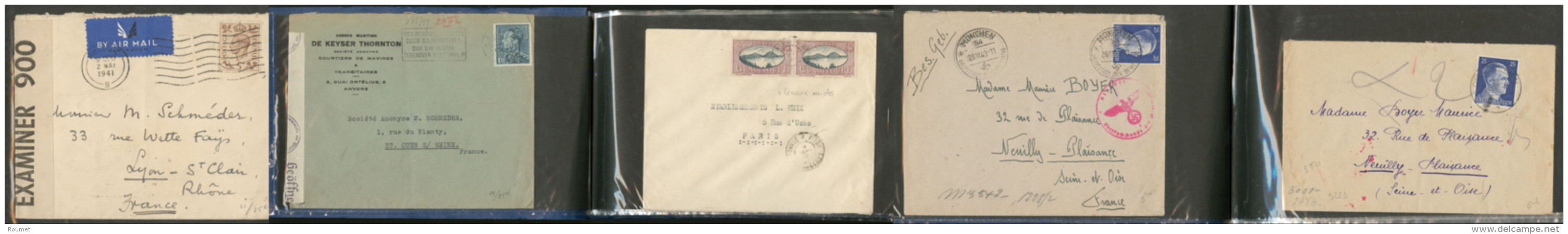 Lot. 1941-1943, 40 Enveloppes Majorit&eacute; D'Allemagne Pour La France, Cachets De Censure, Obl Et Affts Divers Dont Q - Oorlog 1939-45