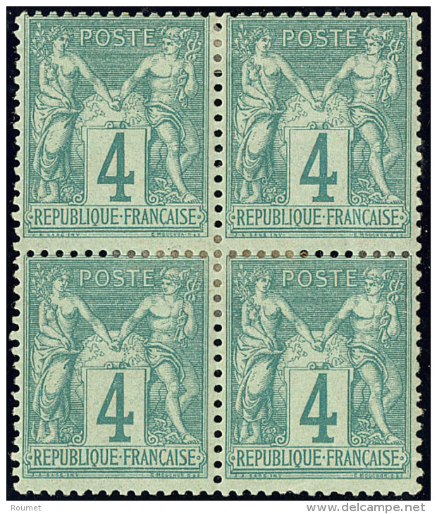 No 63, Bloc De Quatre, Fortes Charni&egrave;res Et Un Ex Pli Sinon TB - 1876-1878 Sage (Type I)