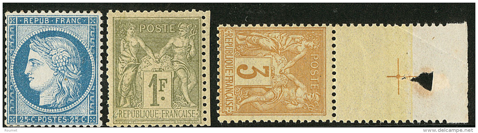 Nos 60III, 82, 86 Bdf Avec Croix De Rep&egrave;re (infimes Rousseurs). - TB - 1871-1875 Cérès