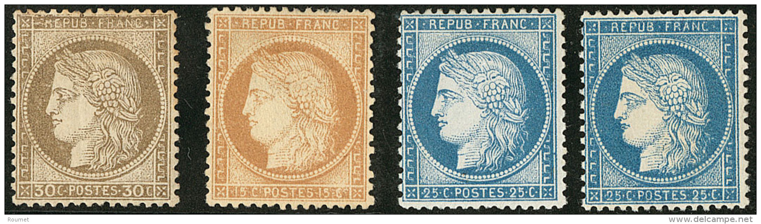 Nos 56, 59 (*), 60 I (pli), 60 III. - TB - 1871-1875 Cérès