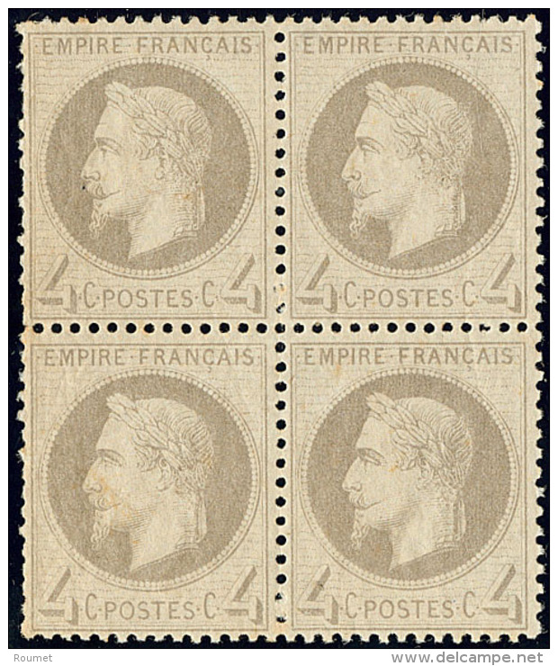 No 27II, Gris, Bloc De Quatre (un Ex * Et Dents &agrave; Peine Courtes. - TB - 1863-1870 Napoleon III Gelauwerd