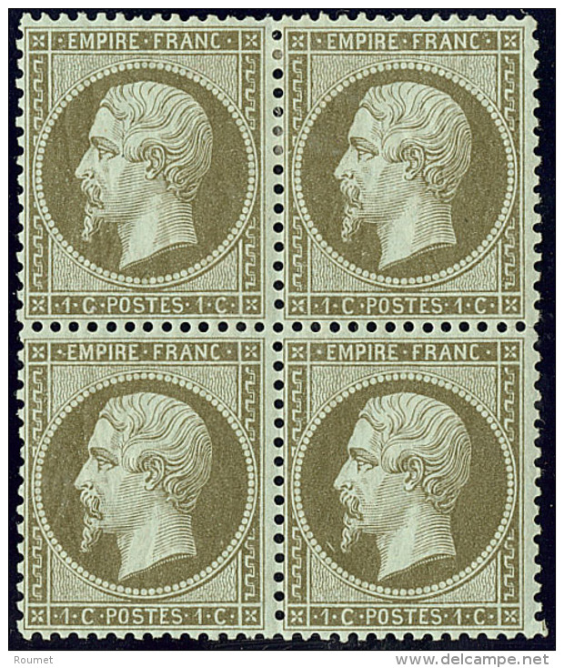 No 19b, Bloc De Quatre (deux Ex * Dont Un Avec Froissure De Gomme Dans Un Angle). - TB - 1862 Napoleon III