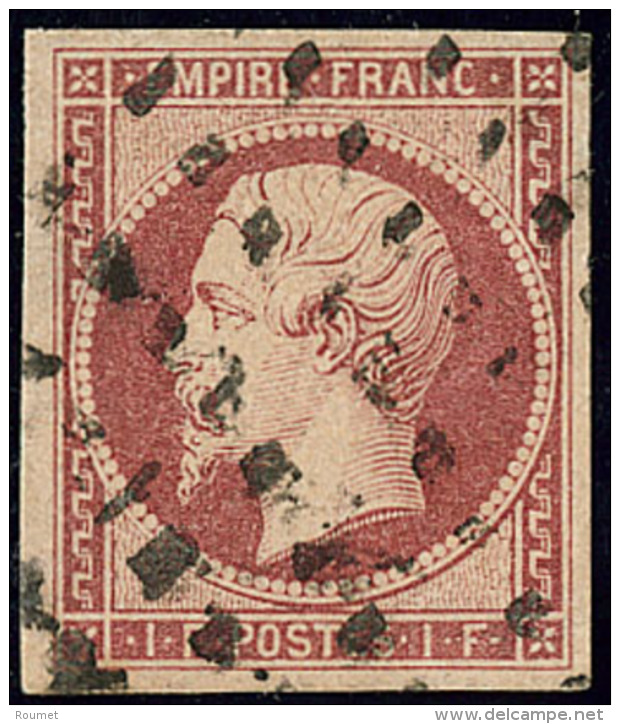 No 18a, Carmin Clair, Obl Gros Points. - TB. - R - 1853-1860 Napoleon III