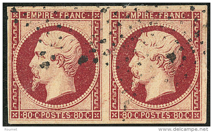 No 17Ab, Carmin Fonc&eacute;, Paire. - TB - 1853-1860 Napoleon III
