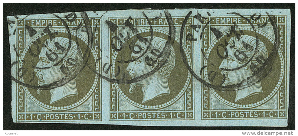 No 11, Bande De Trois Obl Cad D'Oct 61, Jolie Pi&egrave;ce. - TB - 1853-1860 Napoleon III